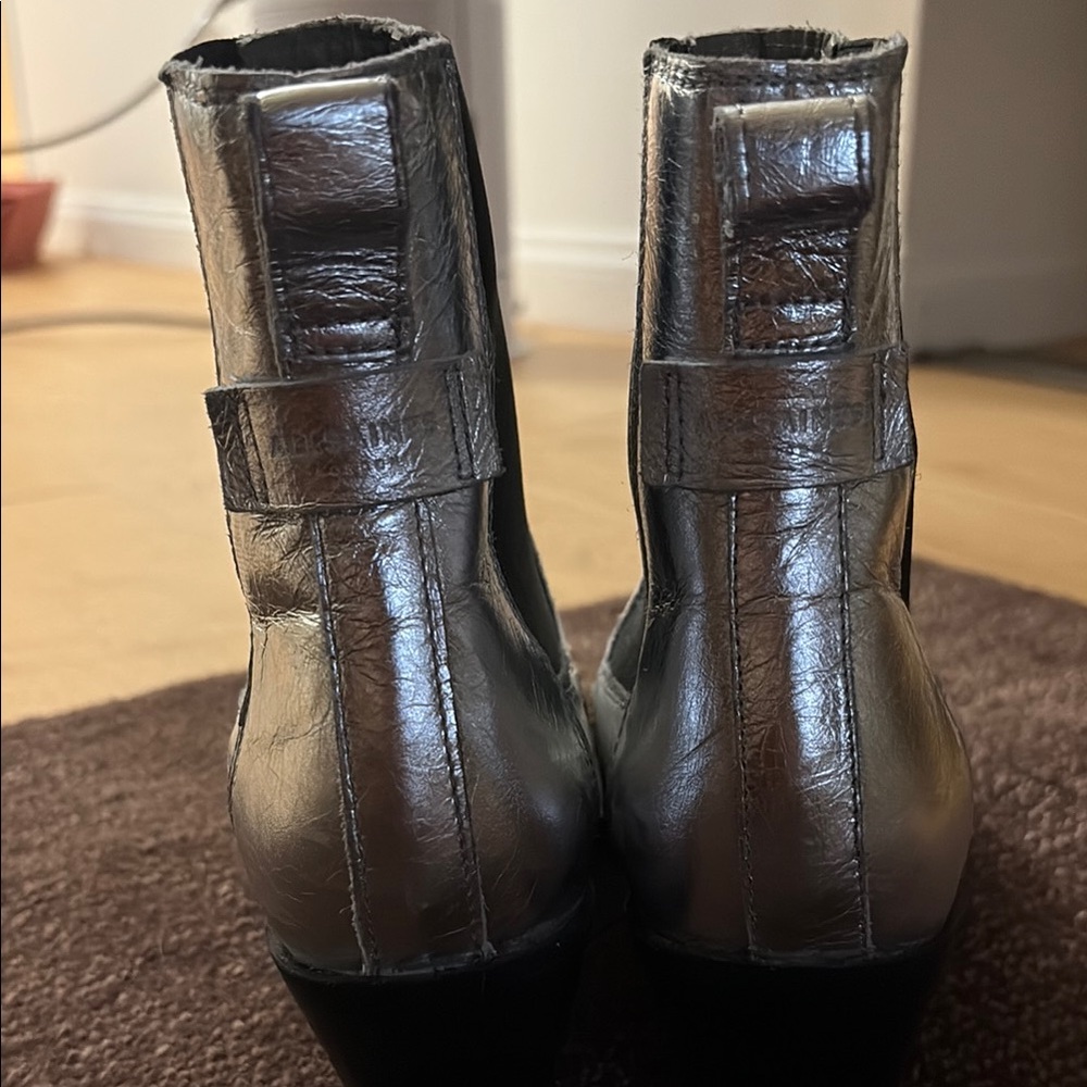 All Saints Metallic Silver and Gold Ankle Booties with Sleek Silhouette - Picture 2 of 6
